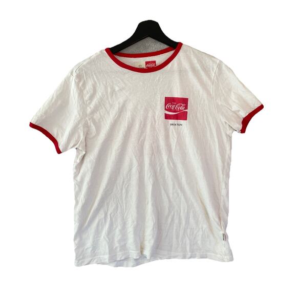 Vintage 90s Y2K Brixton x Coca-Cola Graphic T-Shirt Ringer Tee Men's Size S - Picture 1 of 5